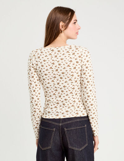 T-shirt manches longues ivoire femme