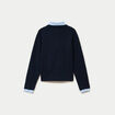 Pull col chemise manches longues bleu marine femme