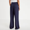 Pantalon bootcut taille haute fluide bleu fonc&eacute; femme