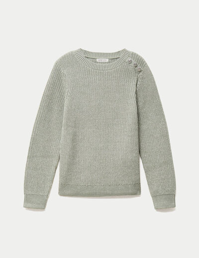 Pull manches longues brillant vert pastel femme