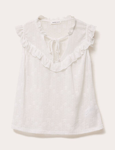 Blouse droite sans manches ecru femme