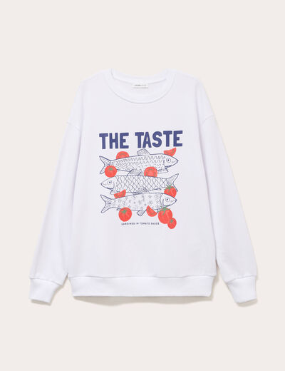Sweat oversize manches longues blanc femme