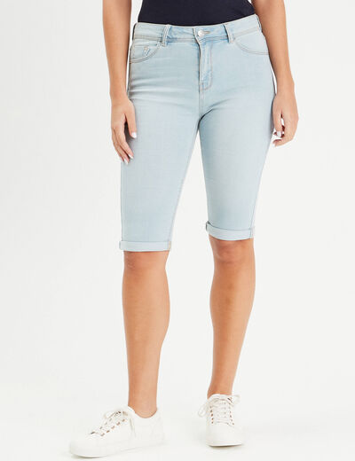 Bermuda slim en jean denim bleach femme