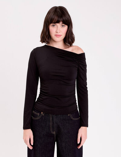 T-shirt ajust&eacute; manches longues noir femme