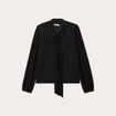Blouse col lavalli&egrave;re noir femme