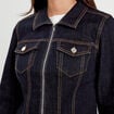 Veste courte zippée en jean denim brut femme