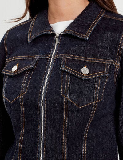 Veste courte zippée en jean denim brut femme
