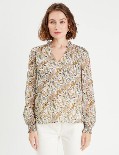 Blouse manches longues blanc femme