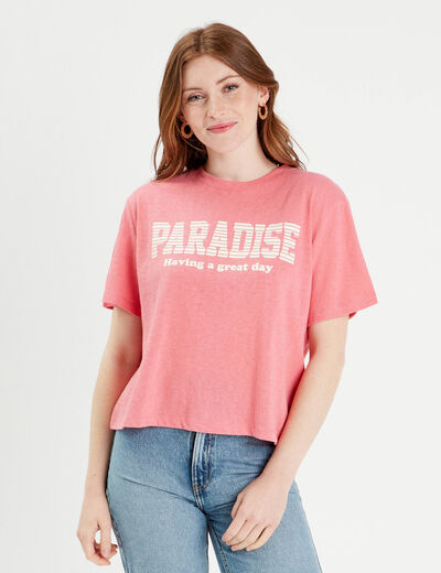 T-shirt manches courtes rose femme