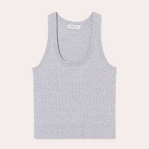 Débardeur tricot torsades gris clair femme