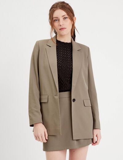 Veste blazer fluide vert kaki femme