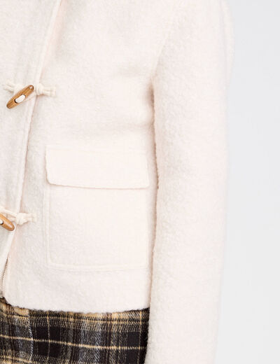Manteau court bouclette ecru femme