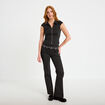 Chemise cintr&eacute;e manches courtes noir femme