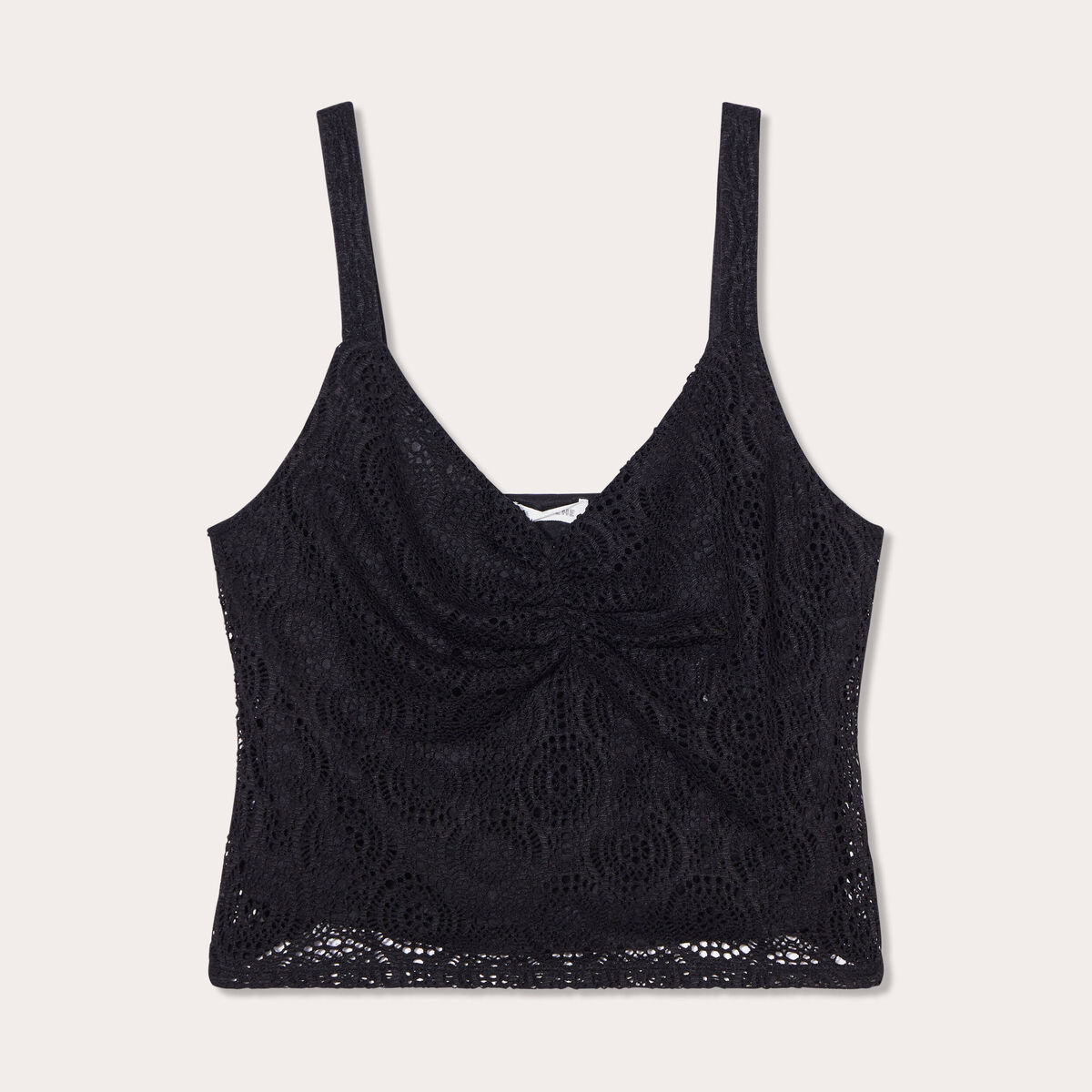 Débardeur cropped dentelle noir femme