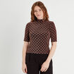 T-shirt col montant bordeaux femme