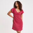Robe courte évasée col v manches courtes rouge foncé femme
