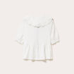 Blouse ajust&eacute;e manches courtes ecru femme