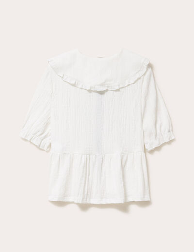 Blouse ajust&eacute;e manches courtes ecru femme