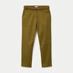 Pantalon chino 7/8&egrave;me vert kaki femme