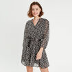 Robe évasée manches 3/4 noir femme