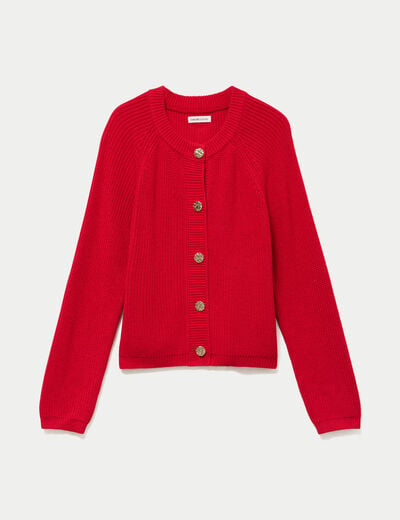 Gilet manches longues rouge femme