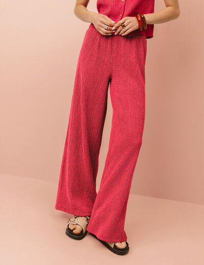 Pantalon large rouge foncé femme