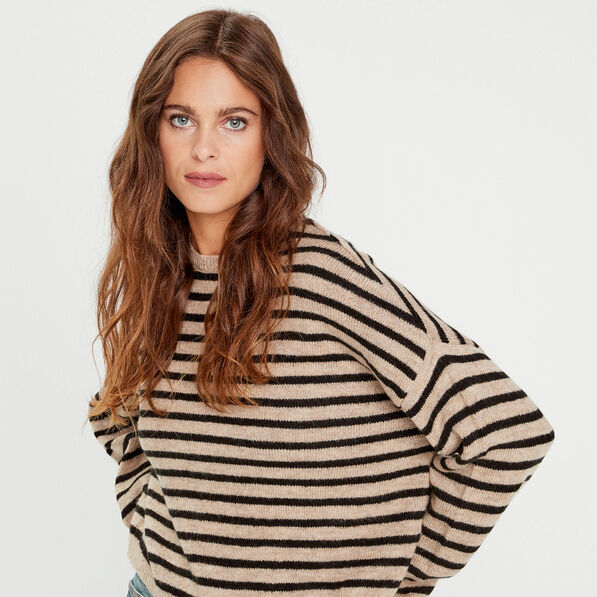 Pull manches longues sable femme