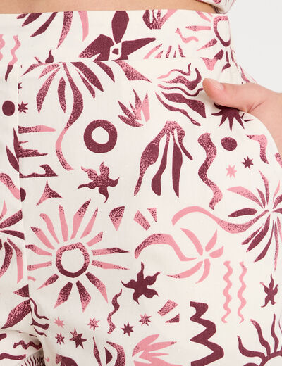 Short droit taille haute rose femme