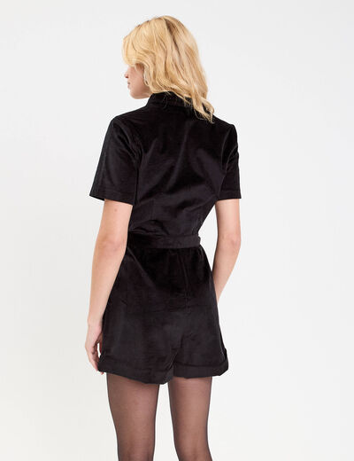 Combishort en velours noir femme