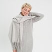Foulard avec franges gris clair femme