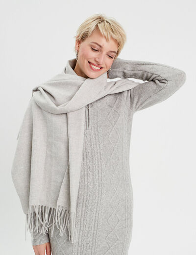 Foulard avec franges gris clair femme