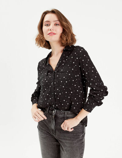 Chemise manches longues noir femme