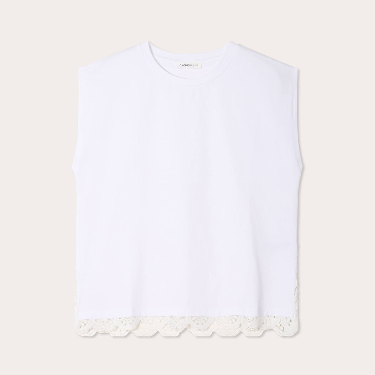 T-shirt sans manches blanc femme
