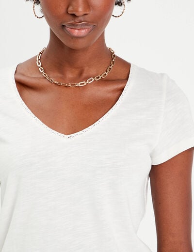 T-shirt manches courtes ecru femme