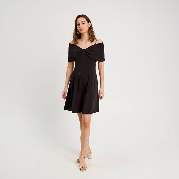 Robe droite bretelles noir femme