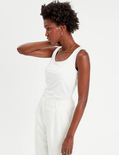 Débardeur effet seconde peau blanc femme
