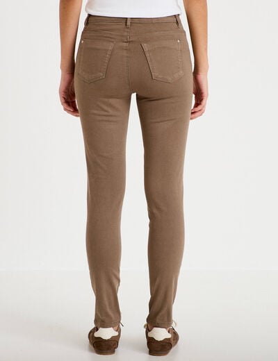Jeans slim 5 poches taupe femme