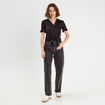 Chemise manches courtes nouée noir femme