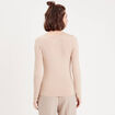 T-shirt uni à manches longues sable femme