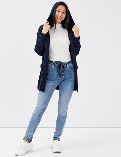 Gilet manches longues bleu marine femme