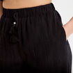 Pantalon large taille haute pliss&eacute; noir femme