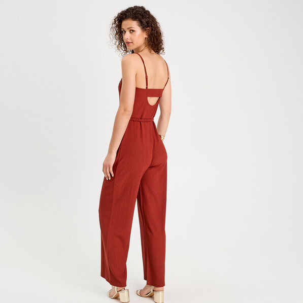 combinaison pantalon bretelles marron cognac femme Combinaison pantalon bretelles marron cognac femme