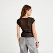 Top ajust&eacute; col rond manches courtes noir femme