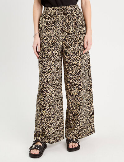 Pantalon fluide beige femme
