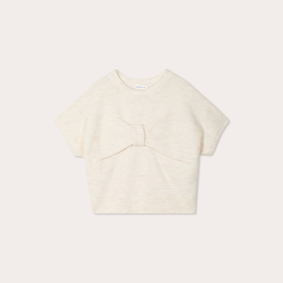 Pull dos devant détail noeud sable femme