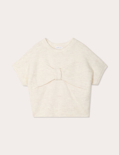 Pull dos devant détail noeud sable femme