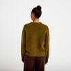 Pull col rond vert olive femme