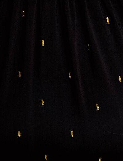 Robe &eacute;vas&eacute;e 3/4 col v manches courtes noir femme
