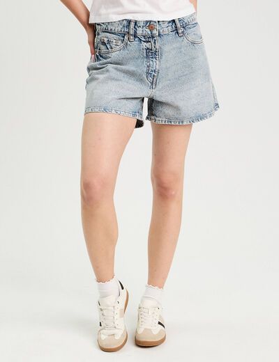 Short large en jean denim dirty femme