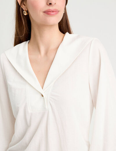Blouse manches longues ecru femme